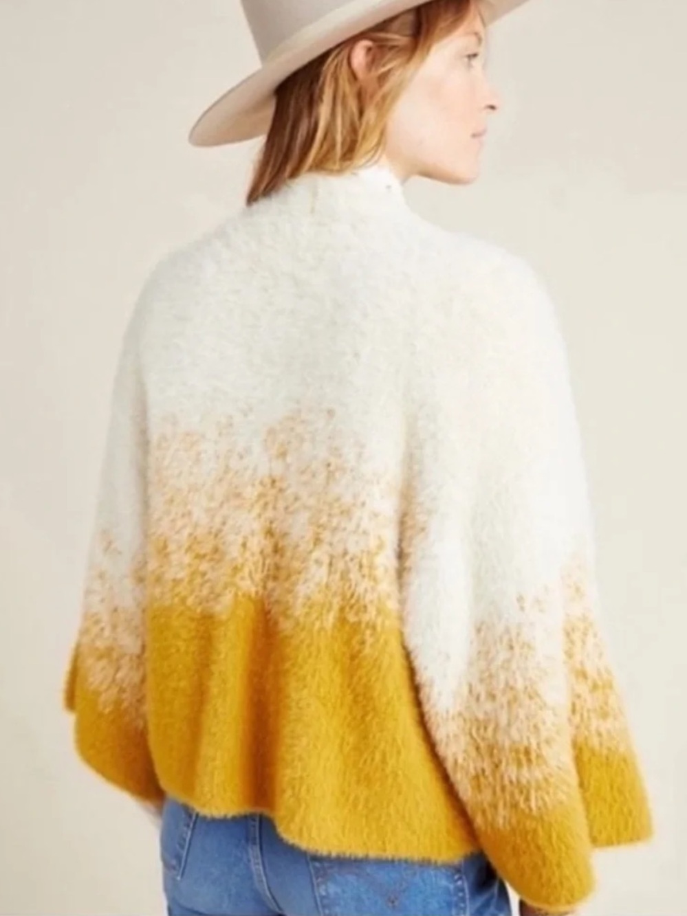 Anthropologie Akemi + Kin Cozy Ombre Mohair-Blend Sweater in Cream and Mustard